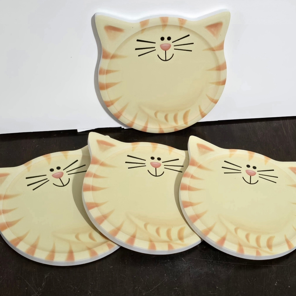 Cat-shaped Ceramic Coasters | Set of 4 | NIB